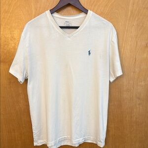 Polo by Ralph Lauren Men's Cream V-Neck T-Shirt